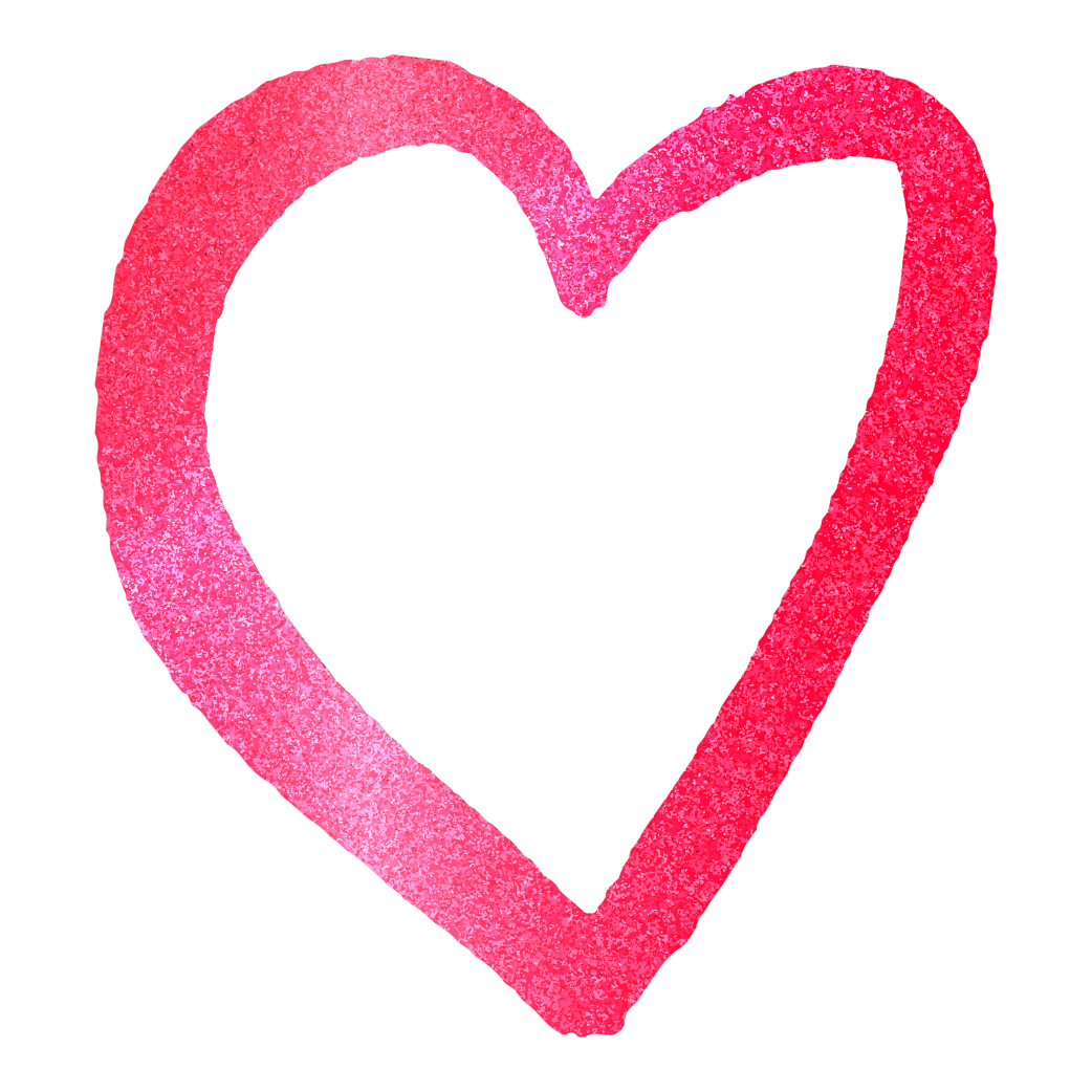 Gezeichnetes Herz in rosa-pink mit Glanztextur